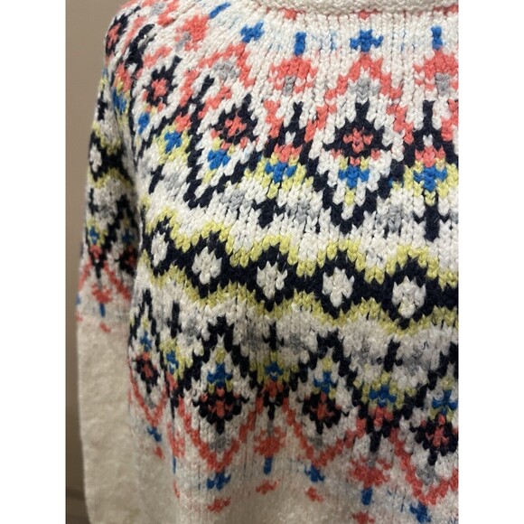 Aerie Fair Isle Cream Pullover Sweater Size SP Nordic Scandi Oversized Cabincore - Picture 2 of 9